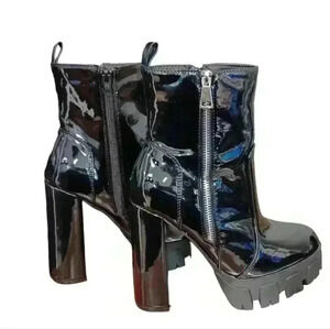 Streetwear Society Black Platform Heeled Boot  Size 6